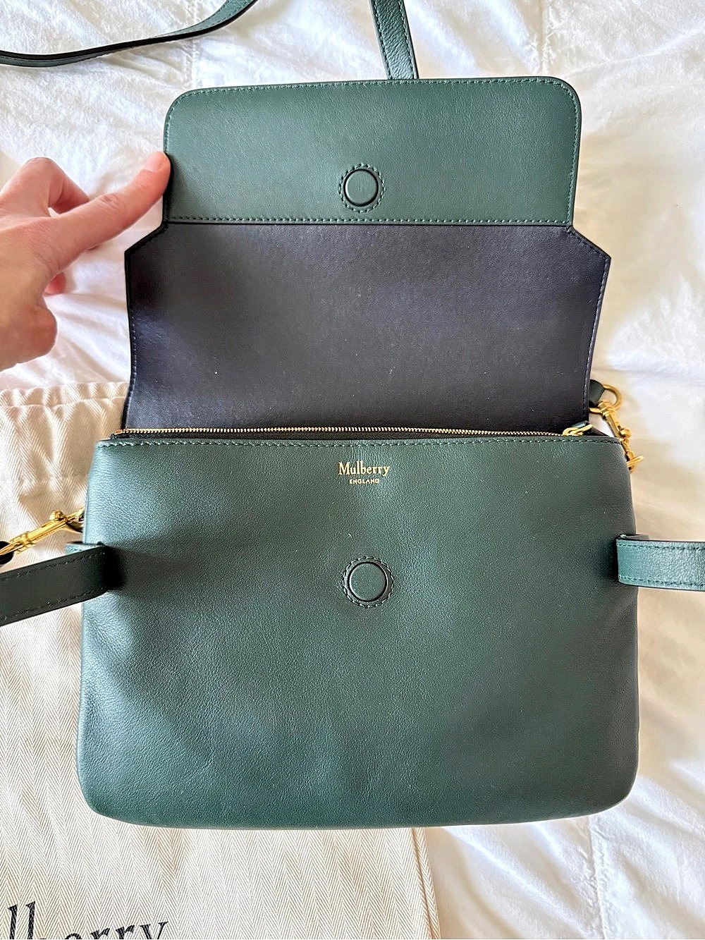 Mulberry Belted Bayswater Satchel - Mulberry Green Leather - Excellent Cond. - Picture 10 of 12